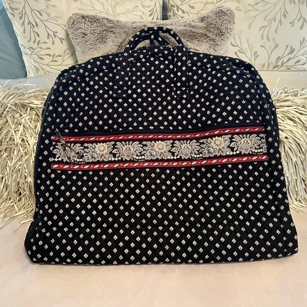 Vintage VERA BRADLEY Classic Black Travel Hanging Garment  Bag Red White Floral